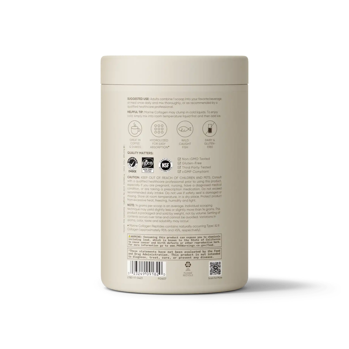 Marine Collagen Peptides Dark Chocolate (30 servings) - 15.3oz