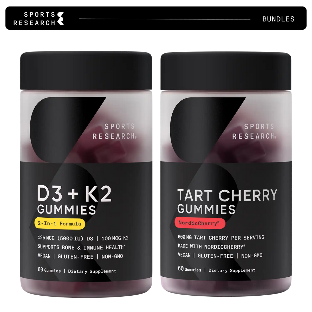 Vegan Vitamin D3 + K2 & Tart Cherry Gummies Bundle